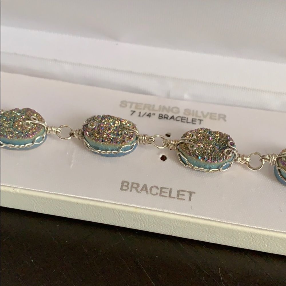 Kohl’s genuine druzy sterling silver bracelet.